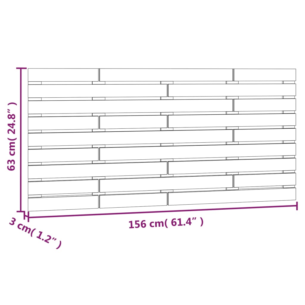 vidaXL Veggmontert hodegavl 156x3x63 cm heltre furu