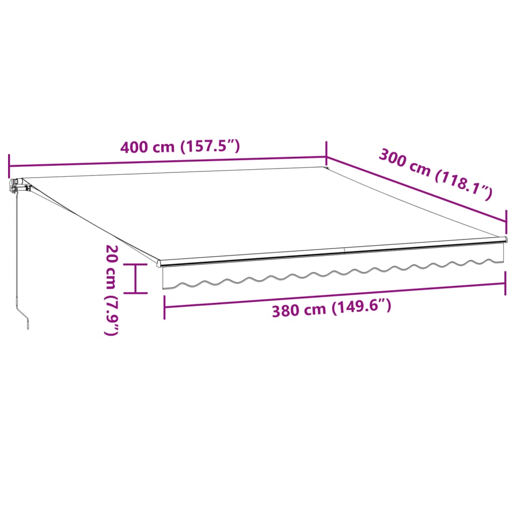 vidaXL Automatisk uttrekkbar markise burgunder 400x300 cm