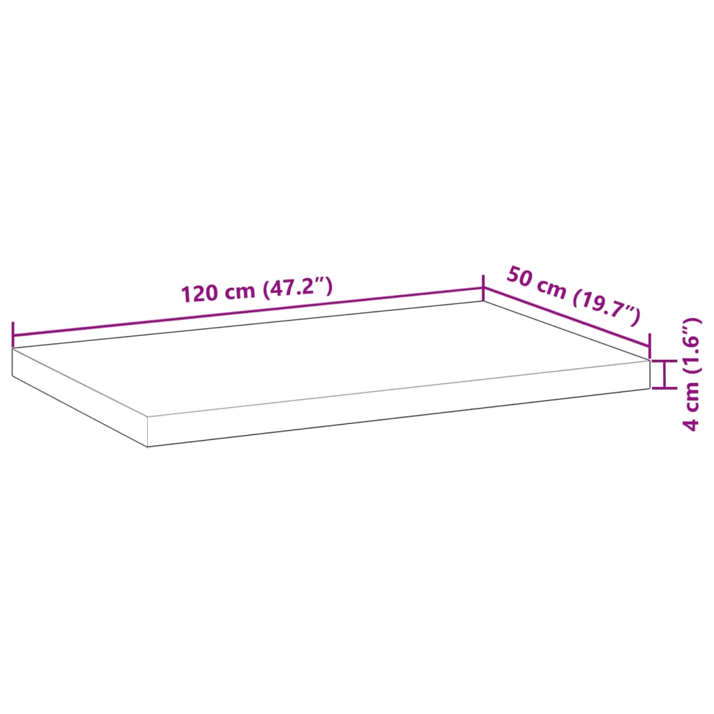 vidaXL Plate til baderomsskap med finish 120x50x4 cm heltre akasie