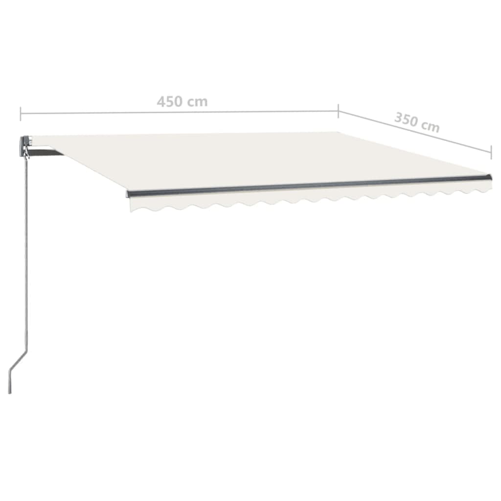 vidaXL Manuell uttrekkbar markise med LED 450x350 cm kremhvit