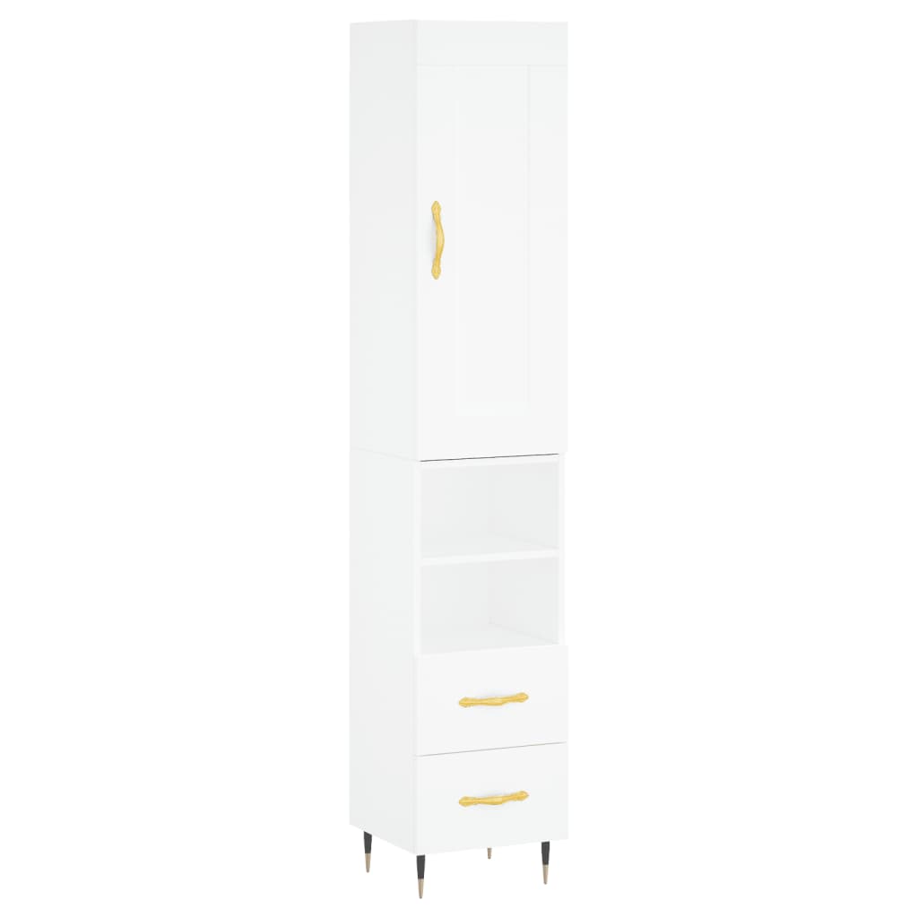 vidaXL Highboard hvit 34,5x34x180 cm konstruert tre