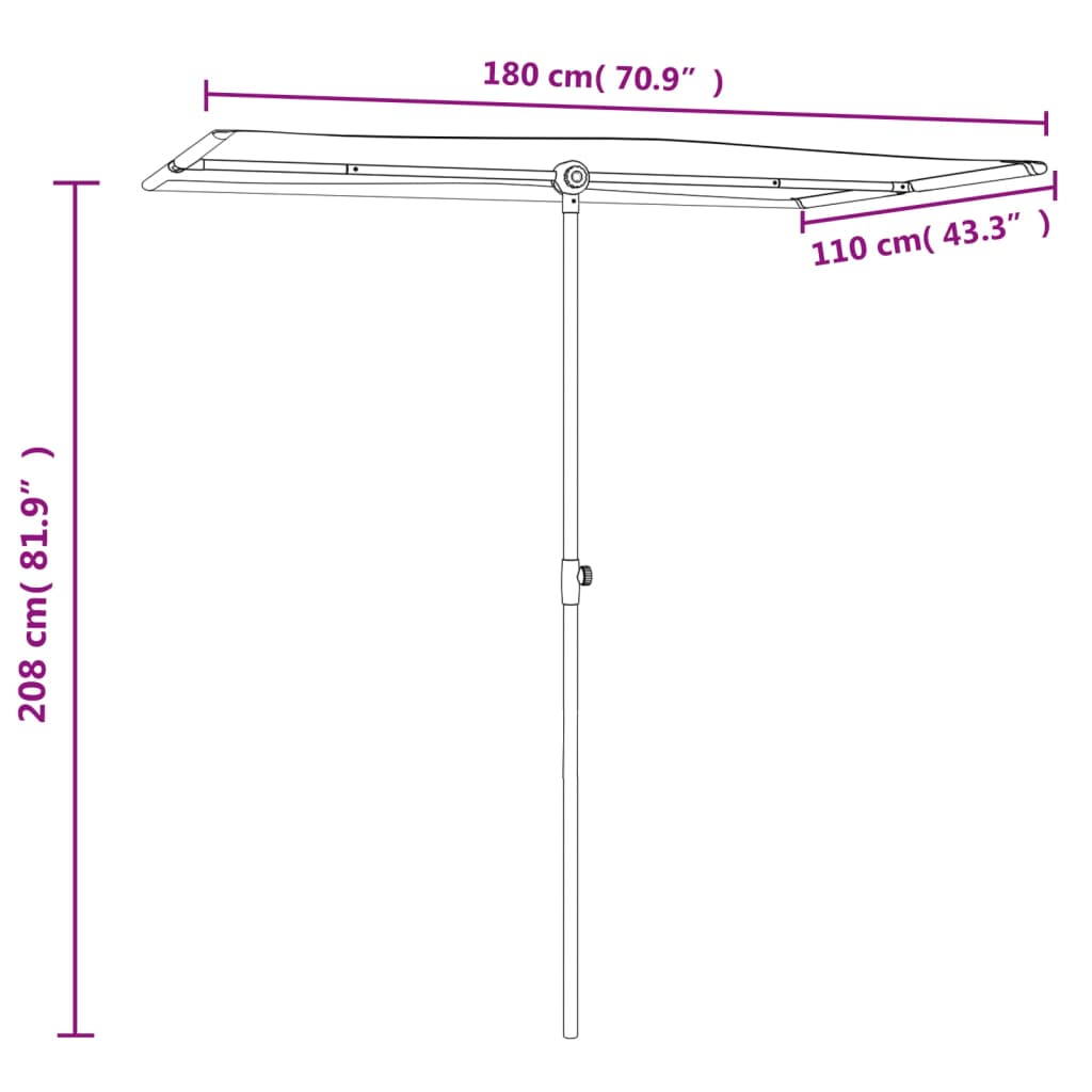 vidaXL Hageparasoll med aluminiumsstang 180x110 cm grønn