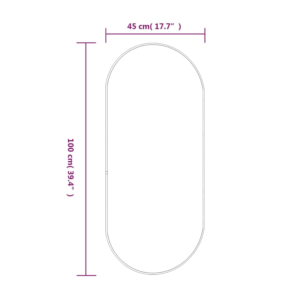 vidaXL Veggspeil svart 100x45 cm oval