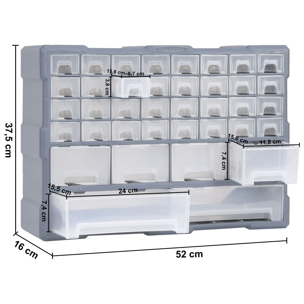 vidaXL Sortimentskap med 38 skuffer 52x16x37,5 cm