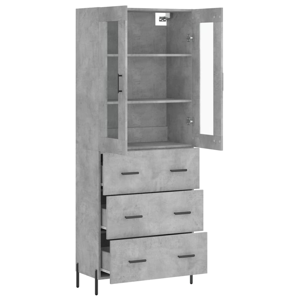 vidaXL Highboard betonggrå 69,5x34x180 cm konstruert tre