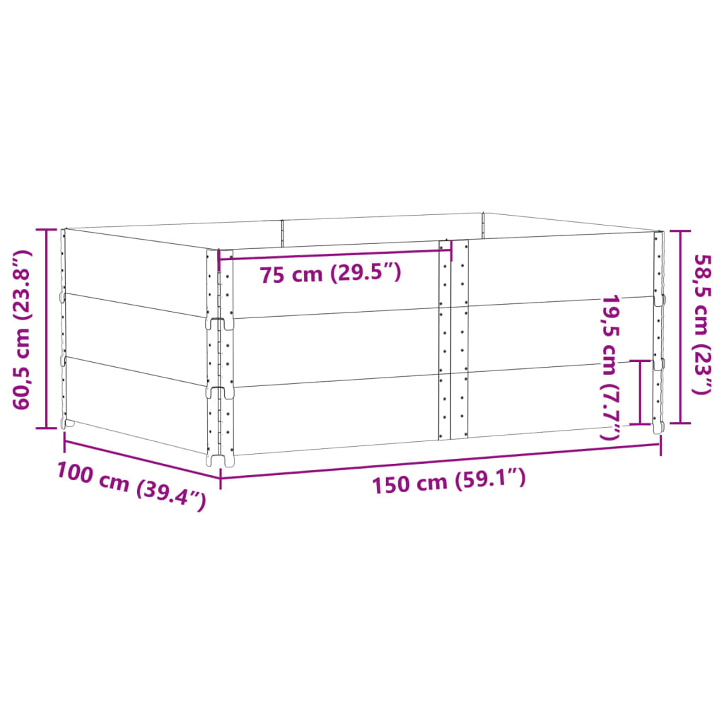 vidaXL Plantekasse svart 150x100 cm heltre furu