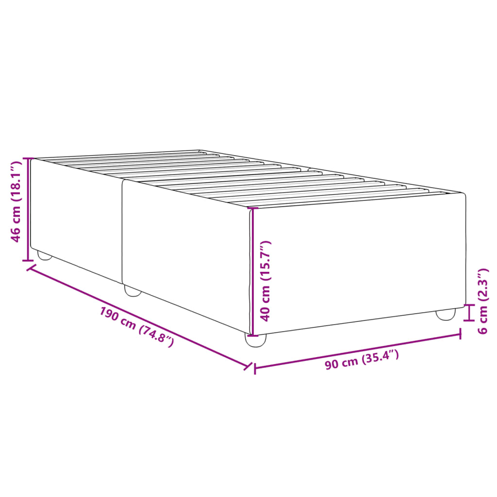 vidaXL Sengeramme svart 90x190 cm stoff