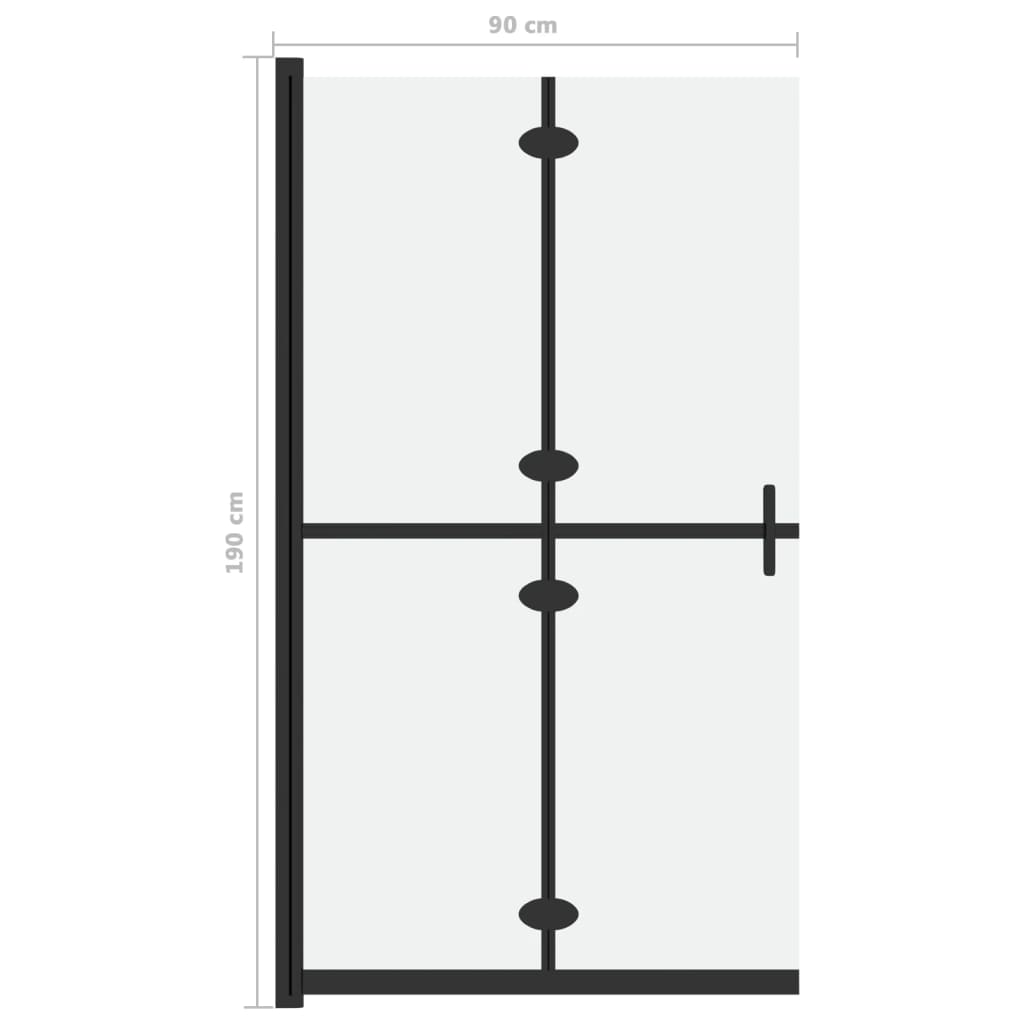 vidaXL Sammenleggbar dusjvegg med frostet ESG-glass 90x190 cm