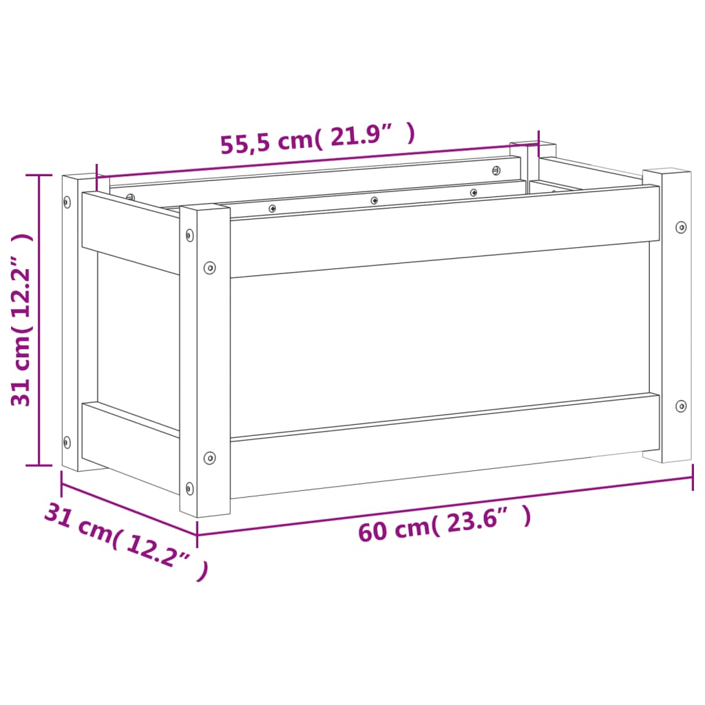 vidaXL Hageplantekasse voksbrun 60x31x31 cm heltre furu