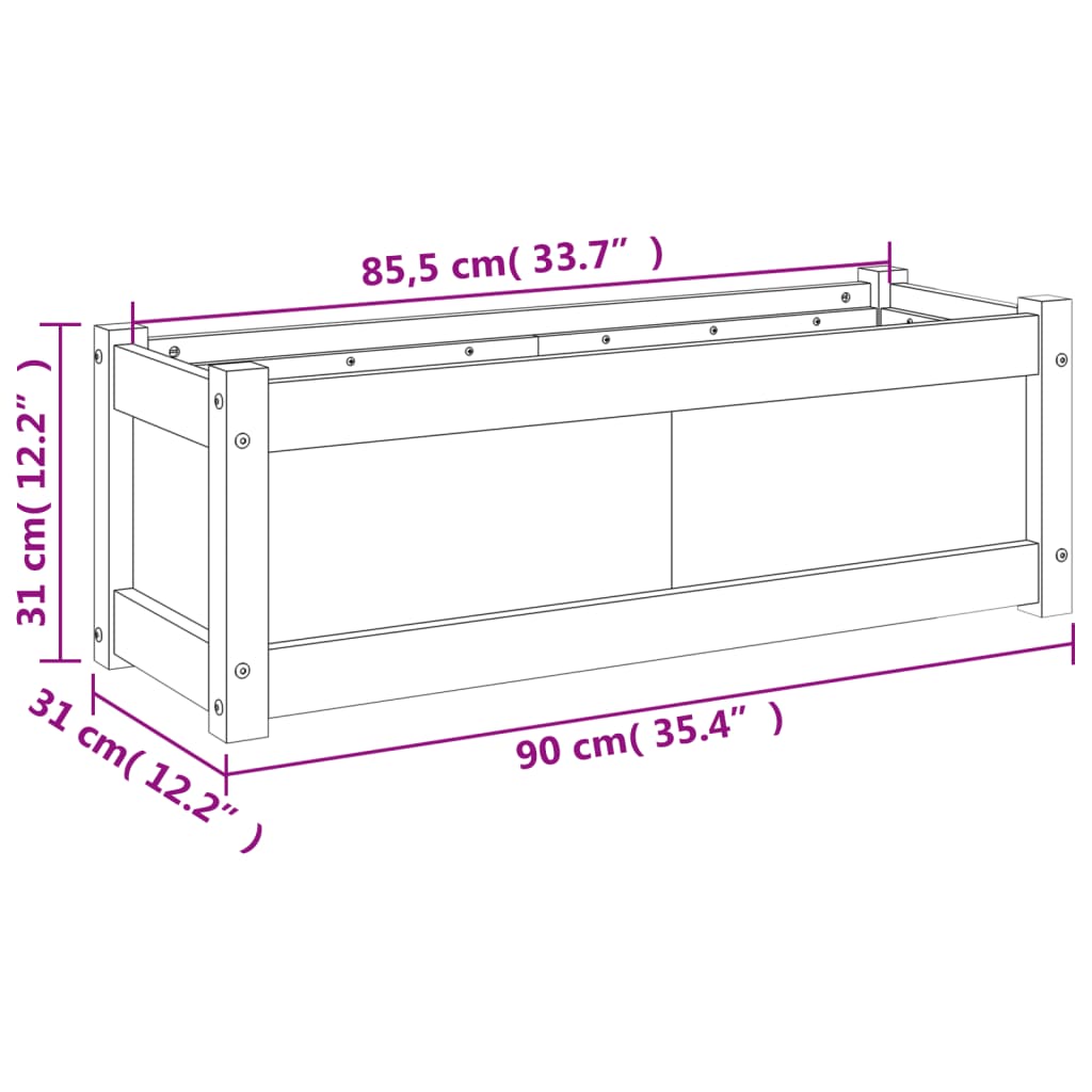 vidaXL Hageplantekasse voksbrun 90x31x31 cm heltre furu