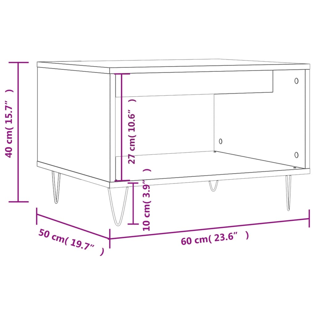 vidaXL Salongbord svart 60x50x40 cm konstruert tre