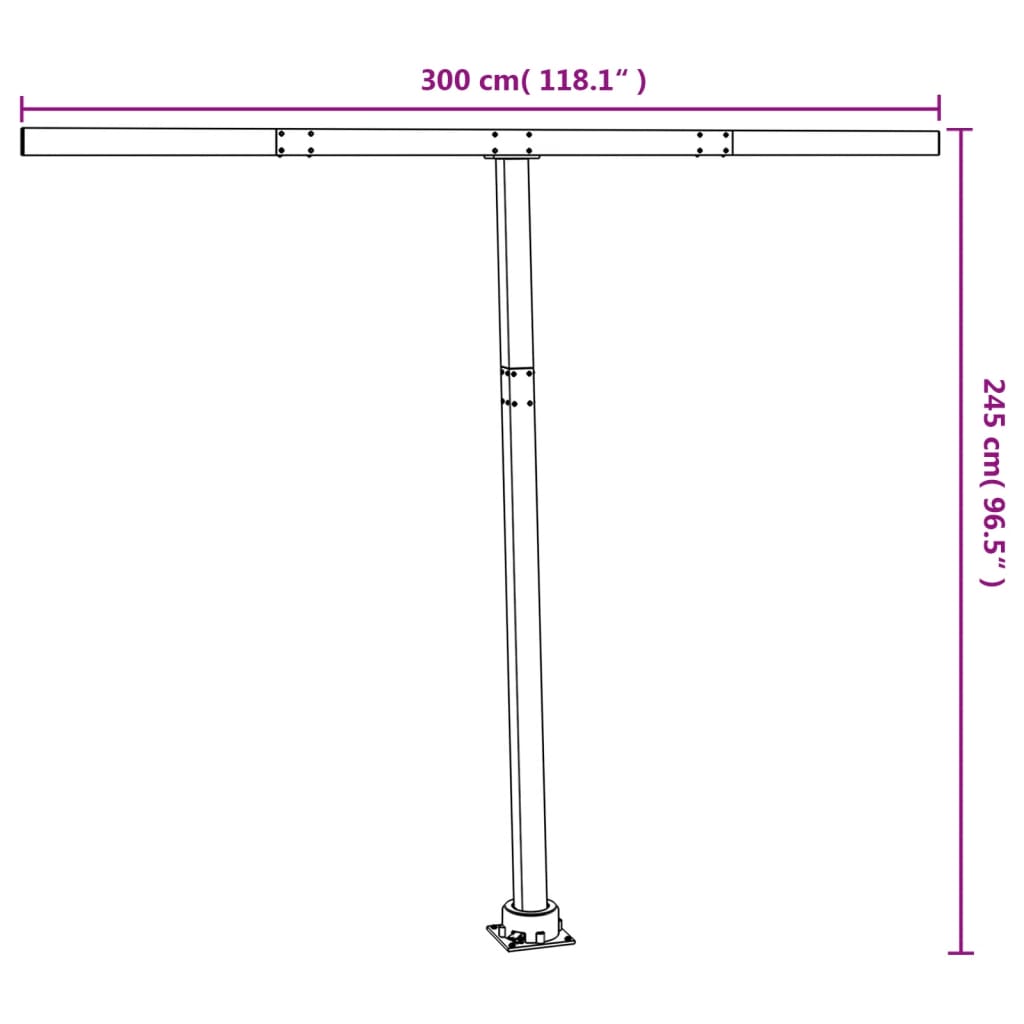 vidaXL Markisestolpesett hvit 300x245 cm jern