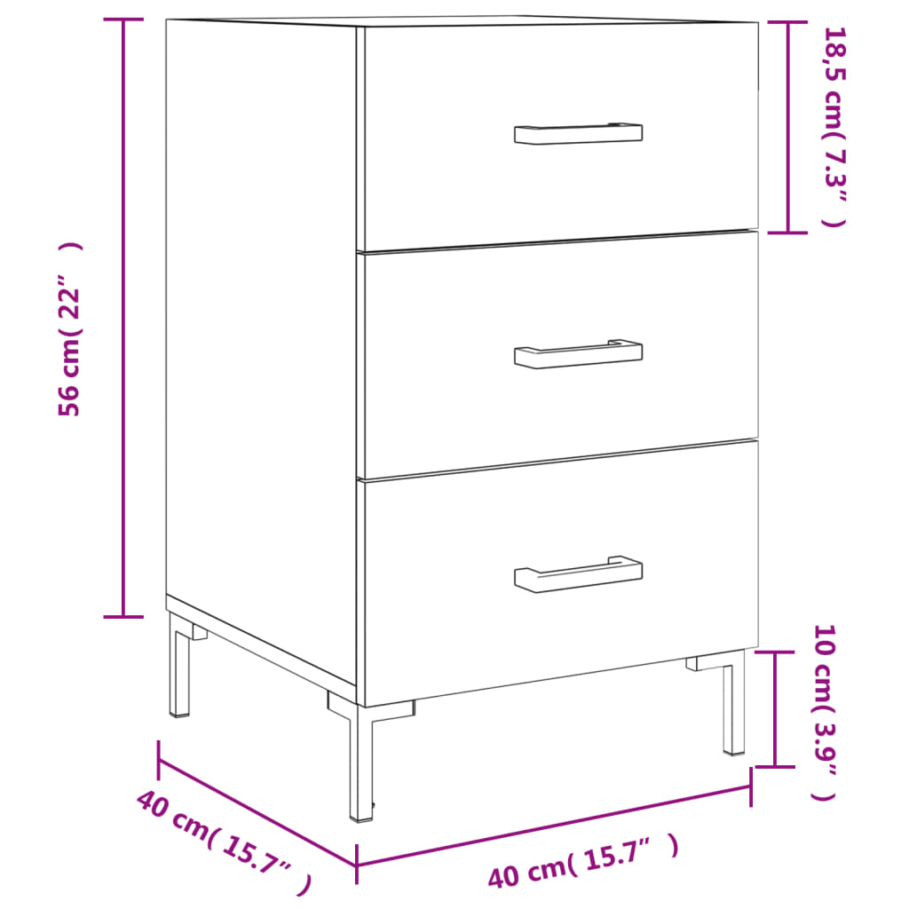 vidaXL Nattbord betonggrå 40x40x66 cm konstruert tre