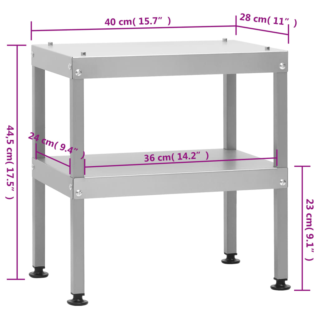 vidaXL Bord for røykgrill 40x28x44,5 cm galvanisert stål