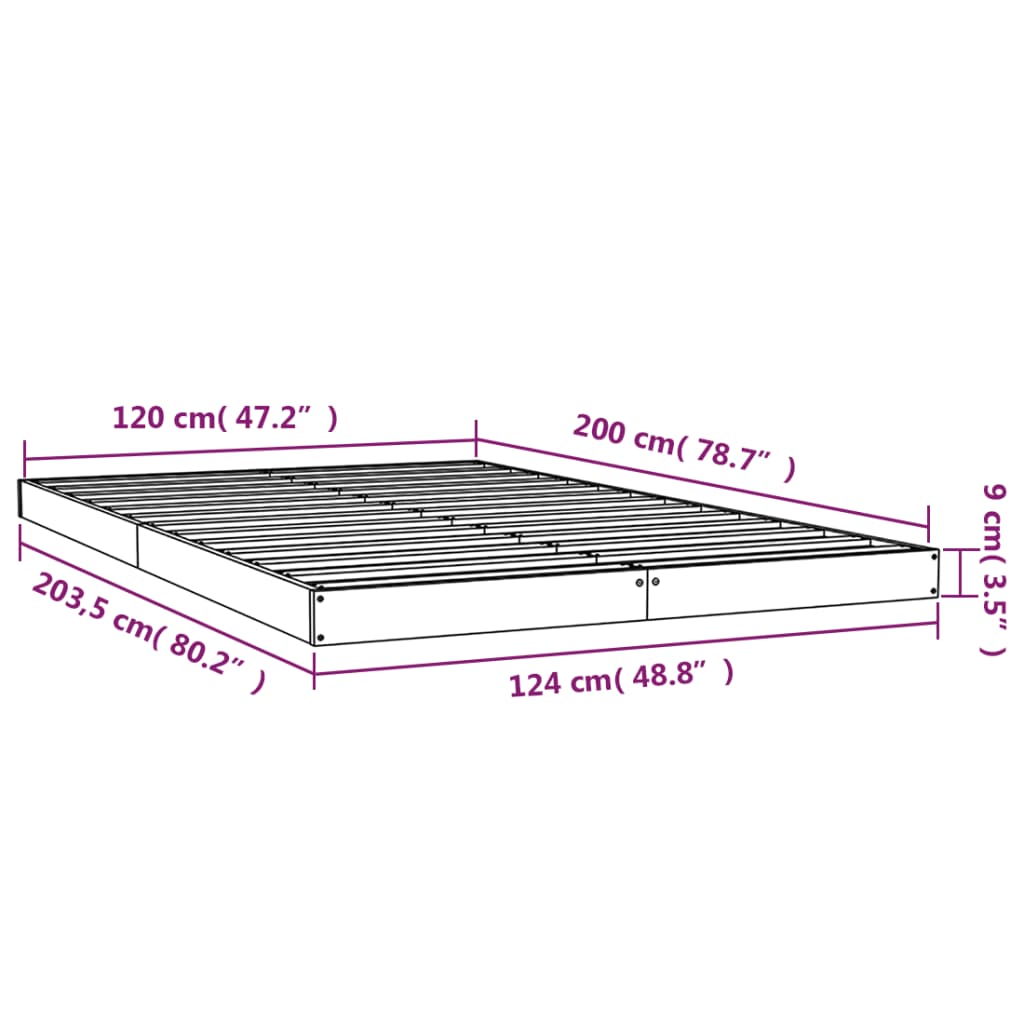 vidaXL Sengeramme honningbrun 120x200 cm heltre furu