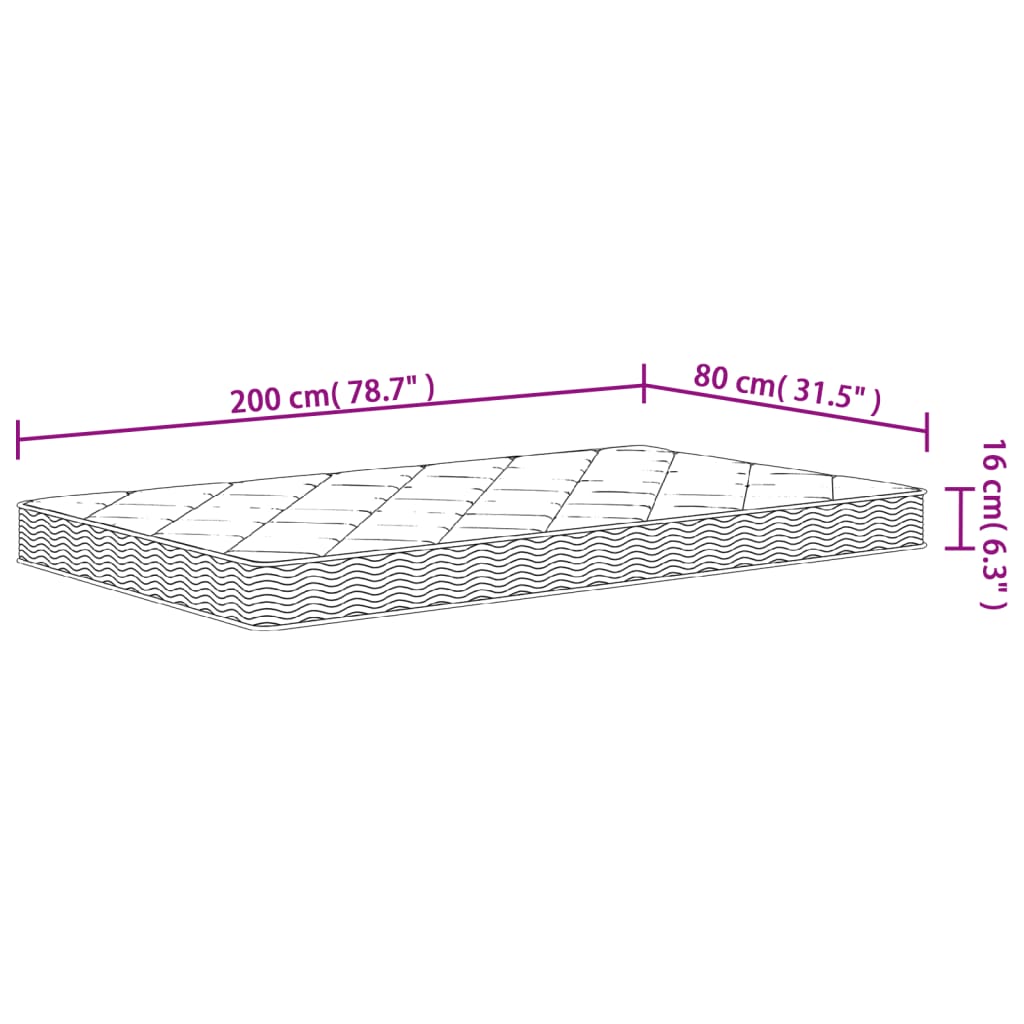 vidaXL Skummadrass middels myk 80x200 cm