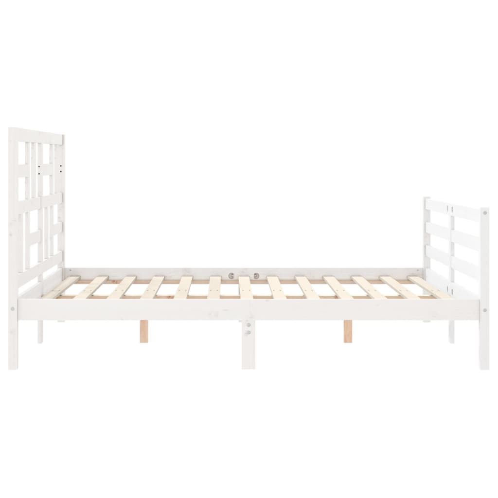 vidaXL Sengeramme med hodegavl hvit 5FT King Size heltre