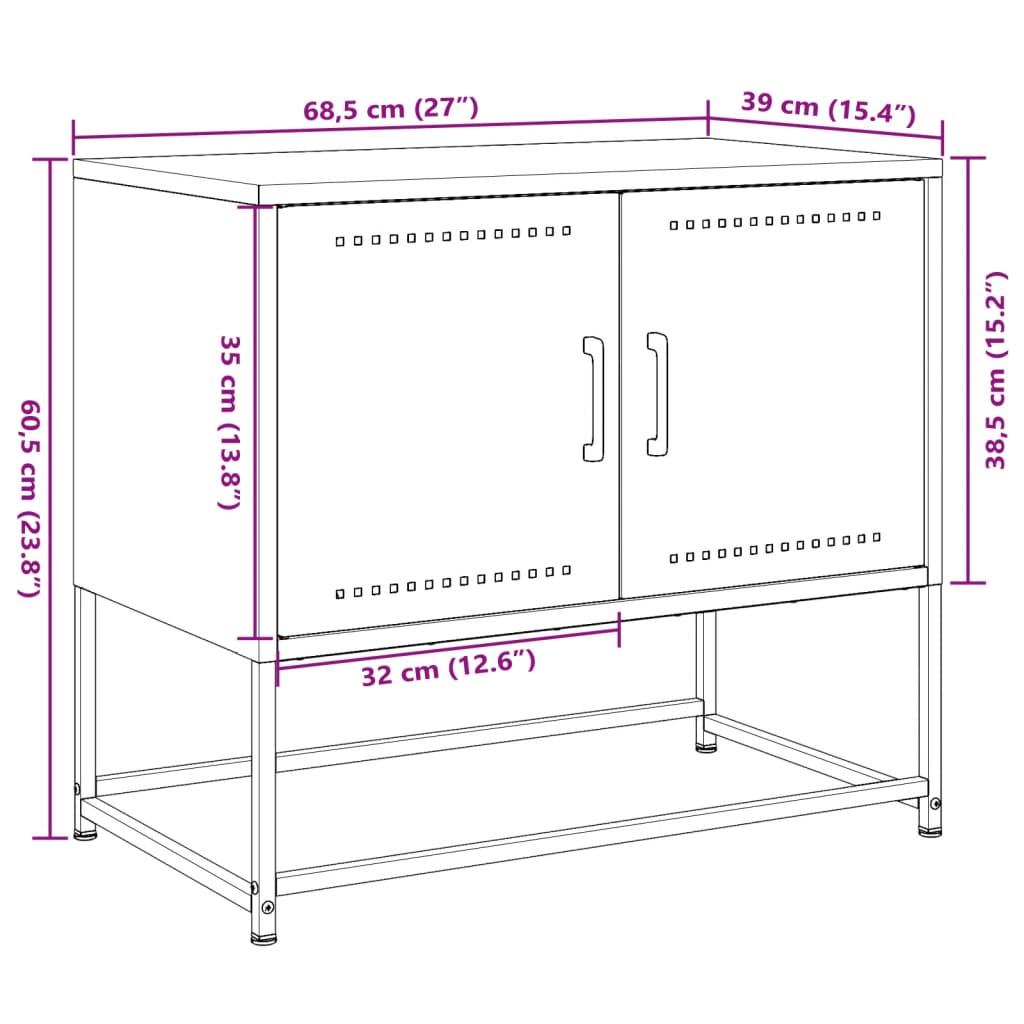 vidaXL TV-benk antrasitt 68,5x39x60,5 cm stål