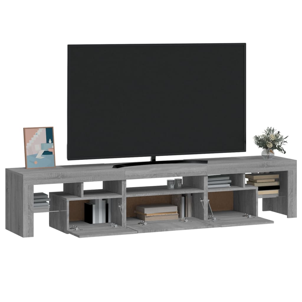 vidaXL TV-benk med LED-lys grå sonoma 200 x 36,5 x 40 cm