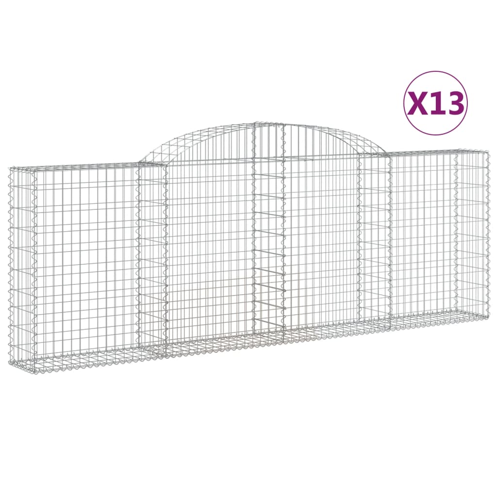 vidaXL Gabionkurver buede 13 stk 300x30x100/120 cm galvanisert jern