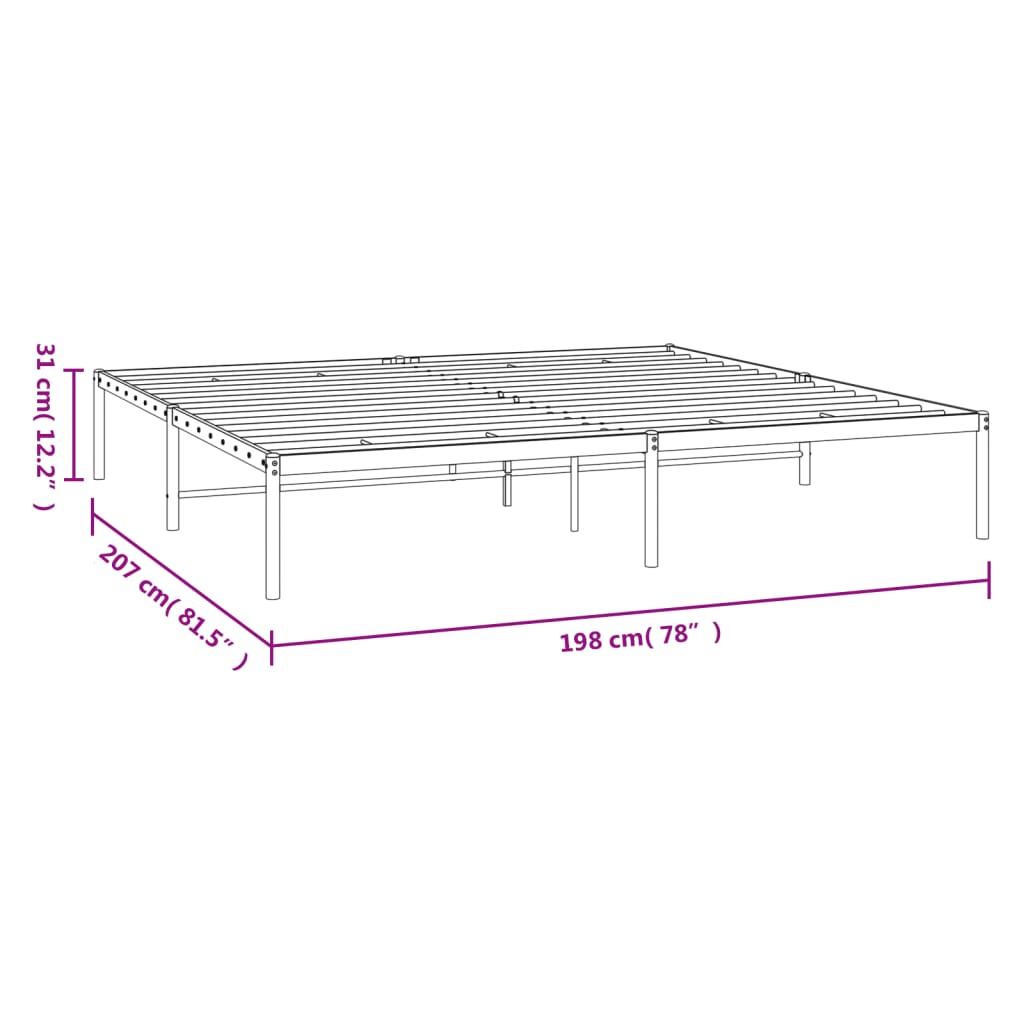 vidaXL Sengeramme i metall hvit 193x203 cm