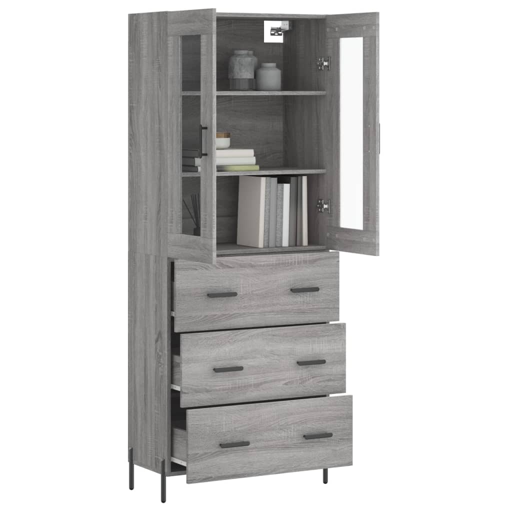 vidaXL Highboard grå sonoma 69,5x34x180 cm konstruert tre