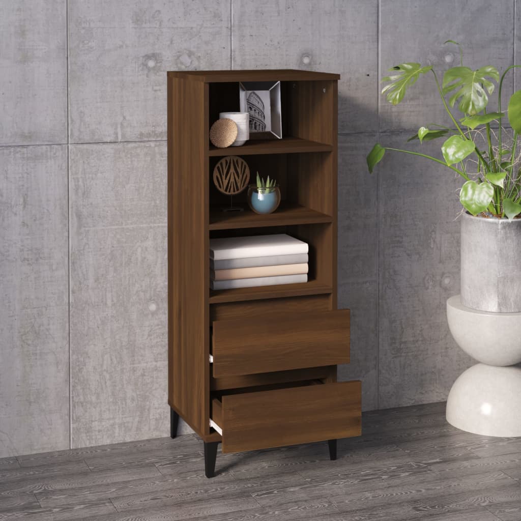 vidaXL Highboard brun eik 40x36x110 cm konstruert tre