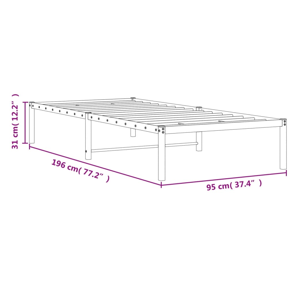 vidaXL Sengeramme i metall svart 90x190 cm