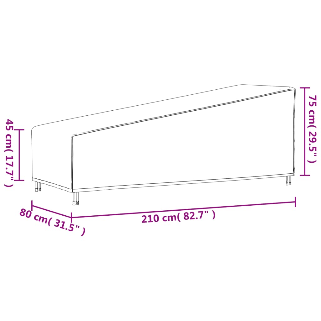 vidaXL Solsengtrekk svart 210x80x45/75 cm 420D oxford