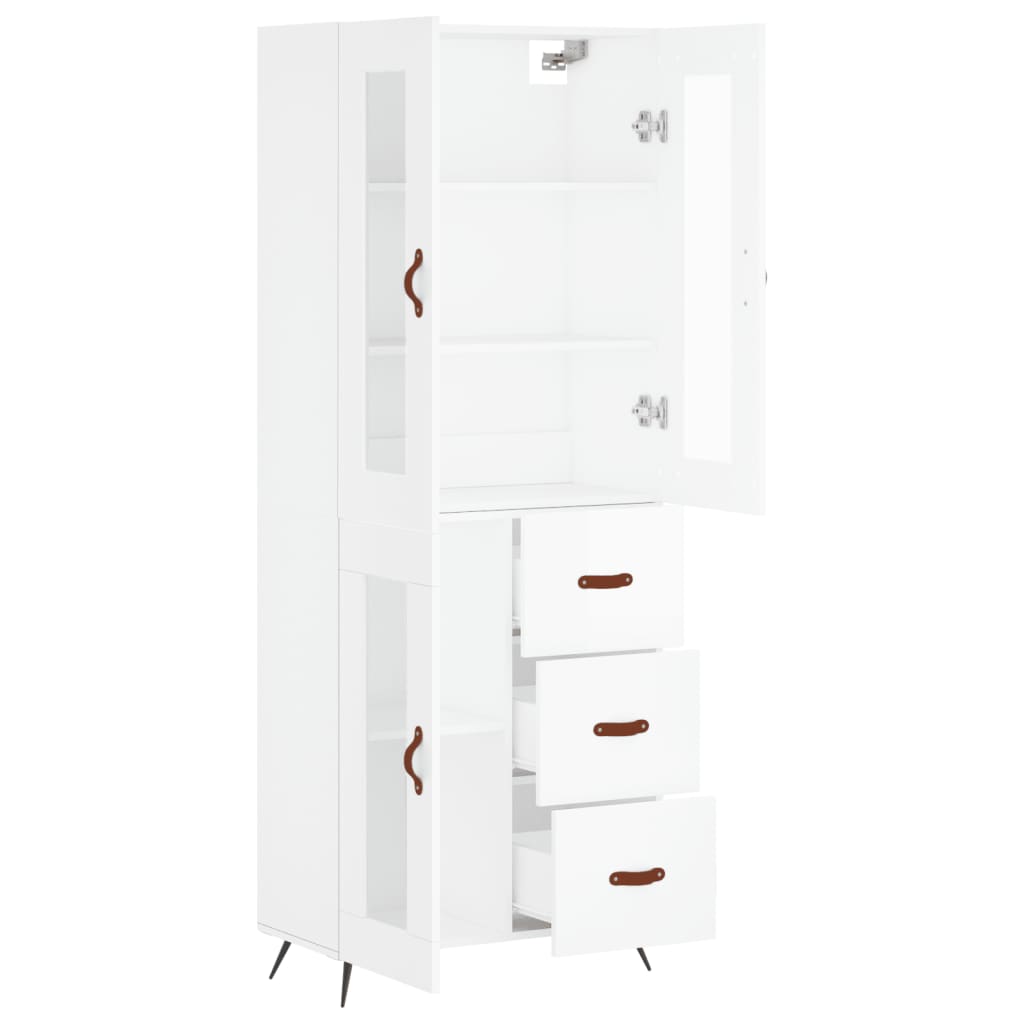 vidaXL Highboard hvit 69,5x34x180 cm konstruert tre