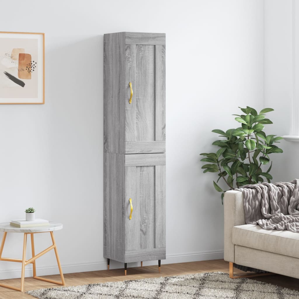 vidaXL Highboard grå sonoma 34,5x34x180 cm konstruert tre