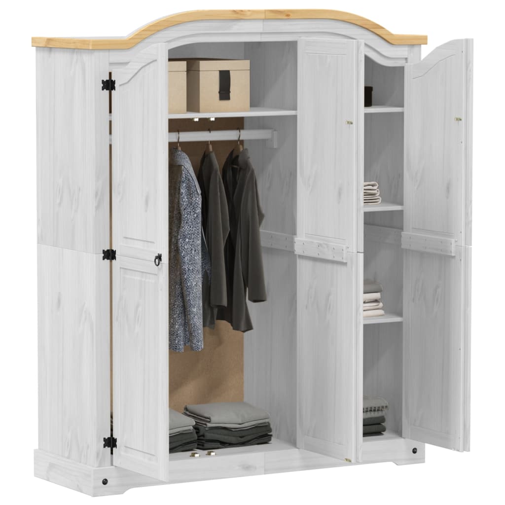 vidaXL Garderobe Corona hvit 151,5x52x186 cm heltre furu