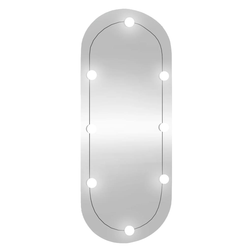 vidaXL Veggspeil med LED-lys 45x100 cm glass oval