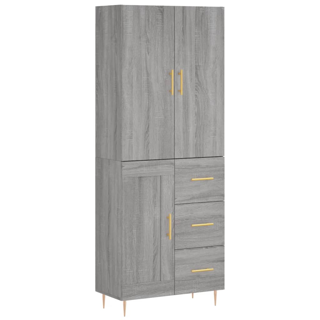 vidaXL Highboard grå sonoma 69,5x34x180 cm konstruert tre