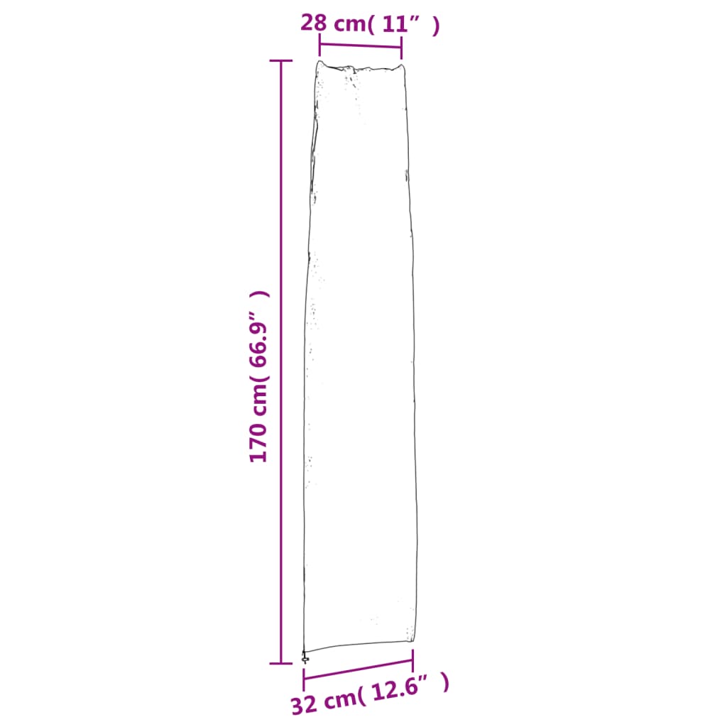 vidaXL Hageparasollrekk svart 170x28/32 cm 420D oxford