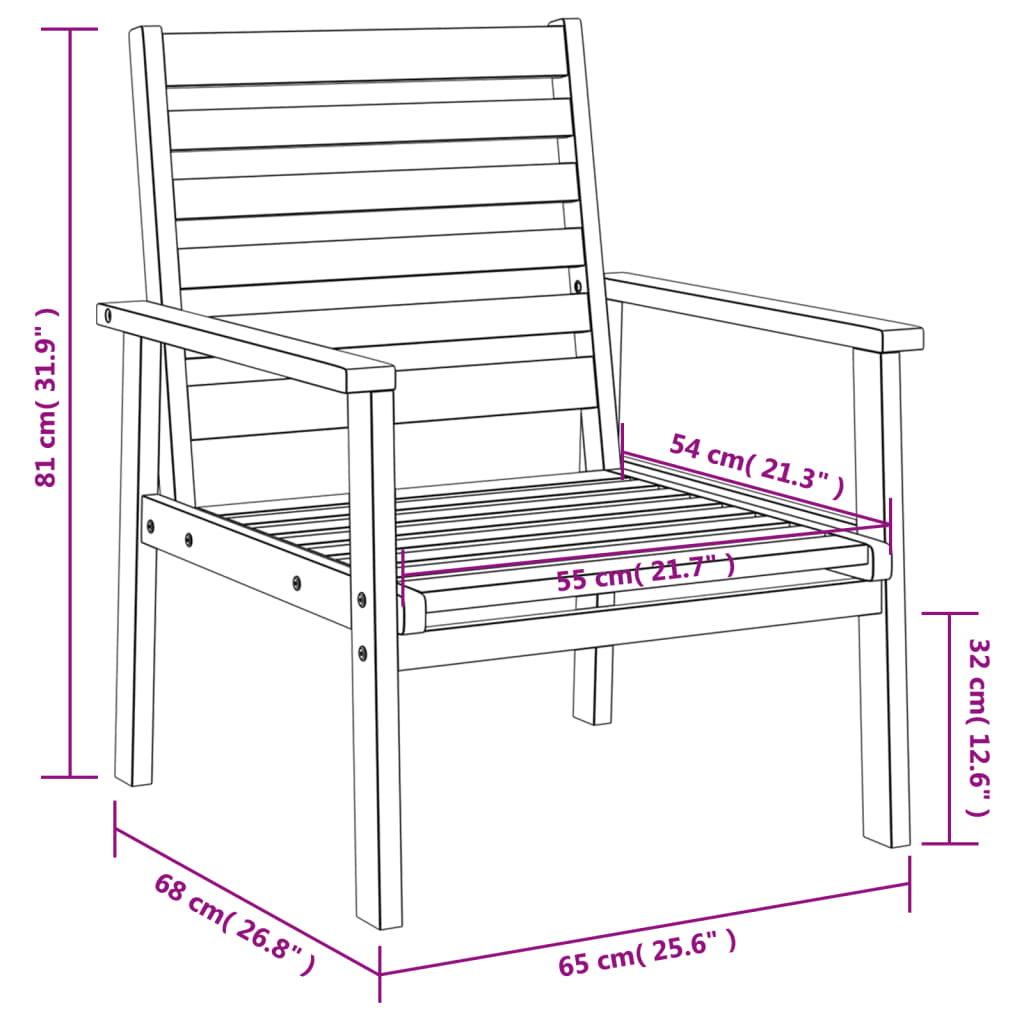 vidaXL Utendørs sofastol 2 stk 66,5x65x81 cm heltre akasie