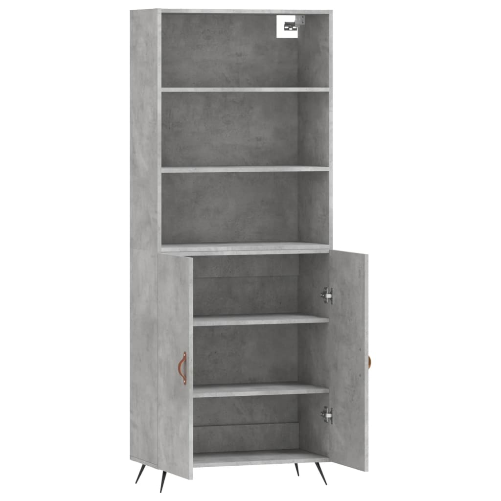 vidaXL Highboard betonggrå 69,5x34x180 cm konstruert tre