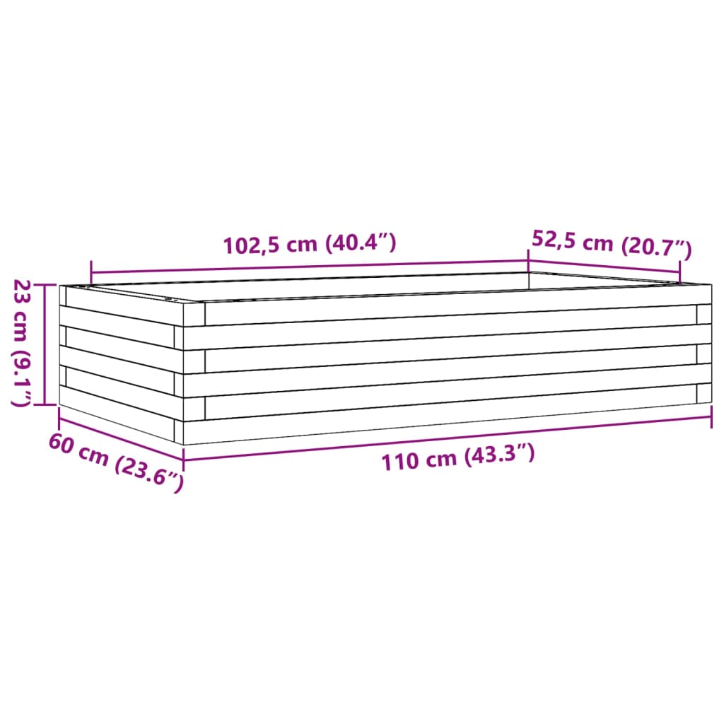 vidaXL Plantekasse 110x60x23 cm heltre furu