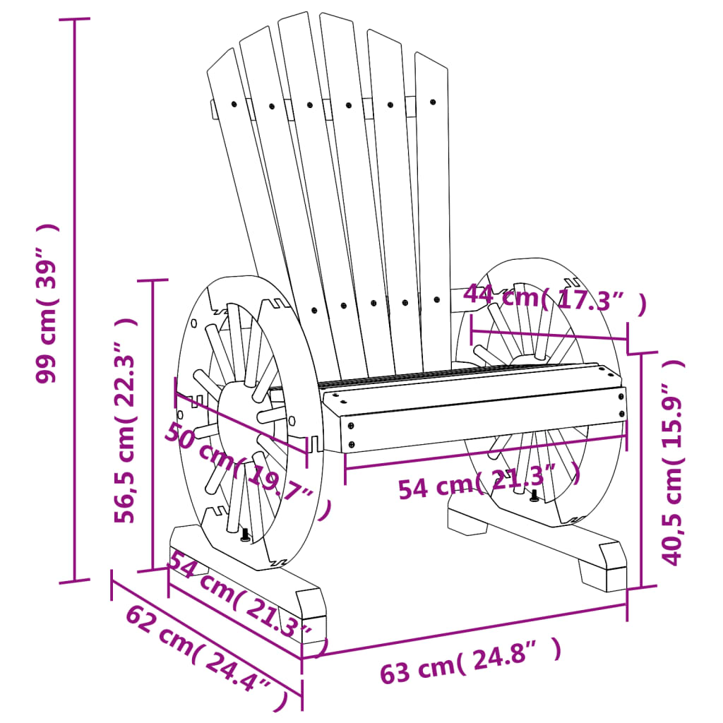 vidaXL Adirondack hagestoler 4 stk heltre gran