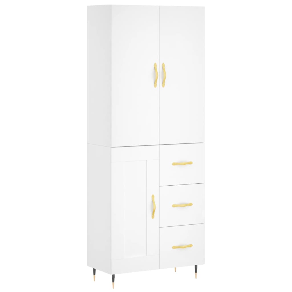 vidaXL Highboard hvit 69,5x34x180 cm konstruert tre