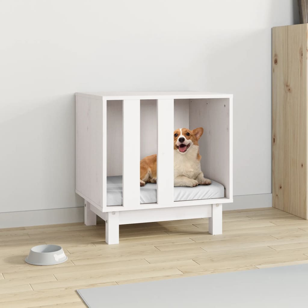 vidaXL Hundehus hvit 50x40x52 cm heltre furu