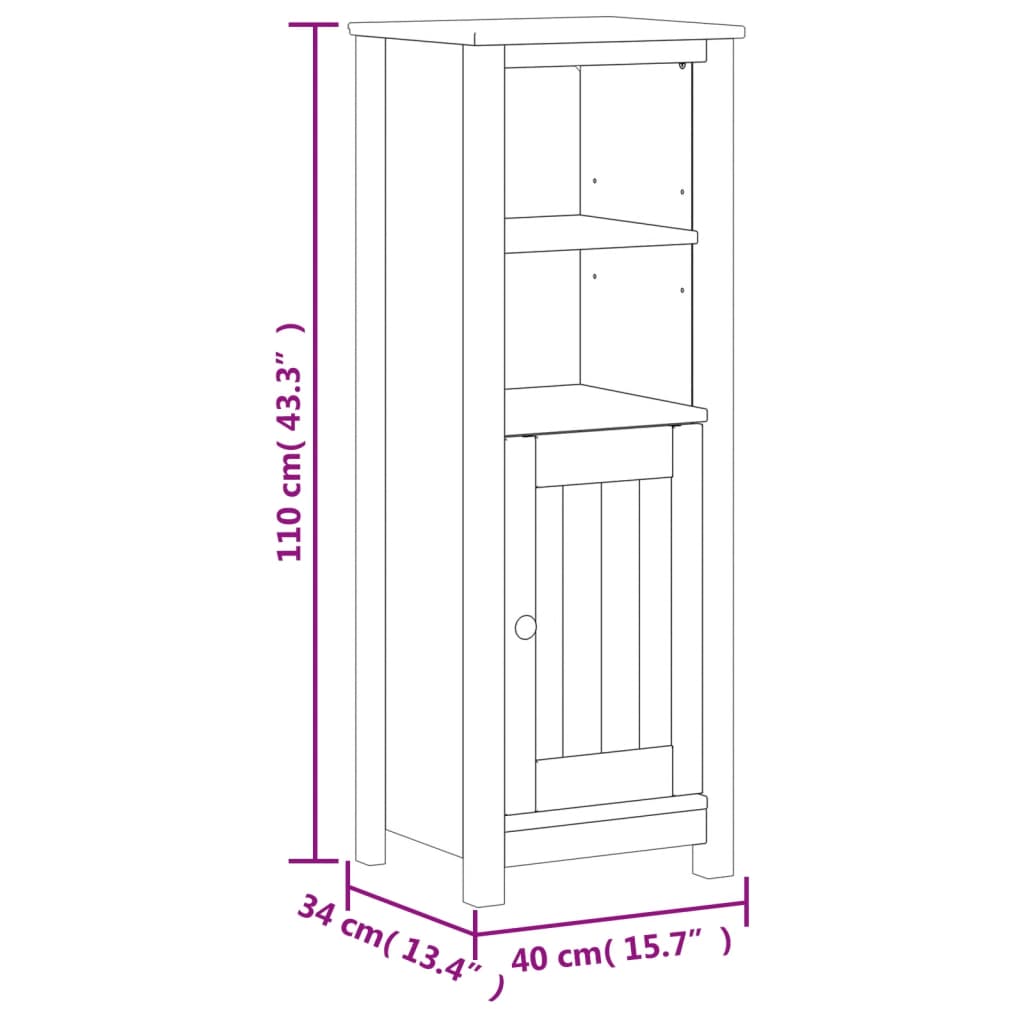 vidaXL Baderomsskap BERG hvit 40x34x110 cm heltre furu