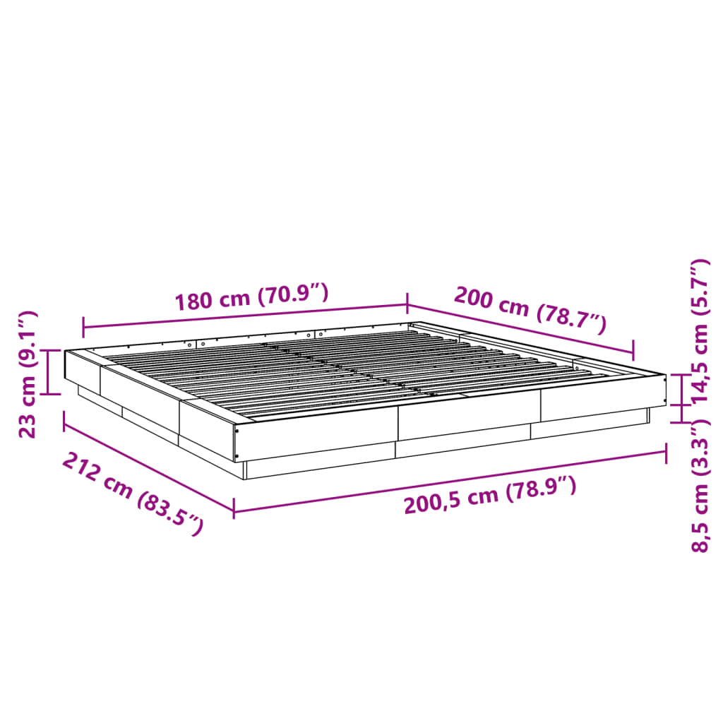 vidaXL Sengeramme svart 180x200 cm konstruert tre