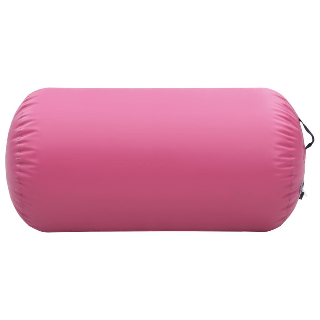 vidaXL Oppblåsbar gymnastikkrull med pumpe 120x75 cm PVC rosa