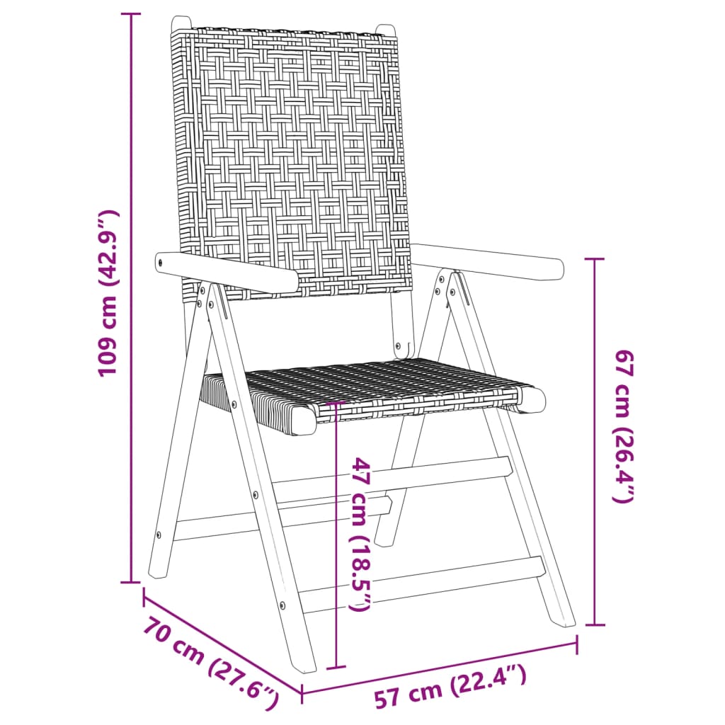 vidaXL Hagestoler 2 stk beige heltre akasie og polyrotting