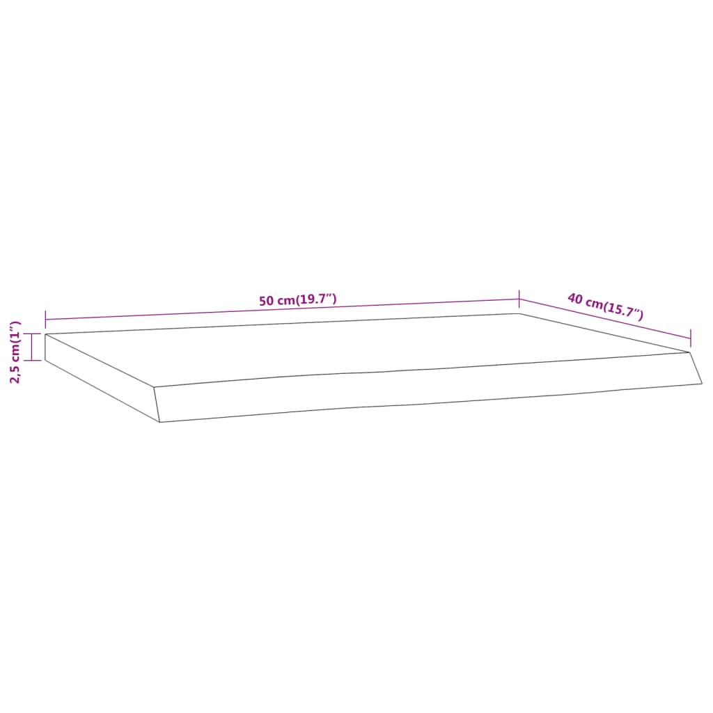 vidaXL Vegghylle 50x40x2,5 cm rektangulær heltre akasie naturlig kant