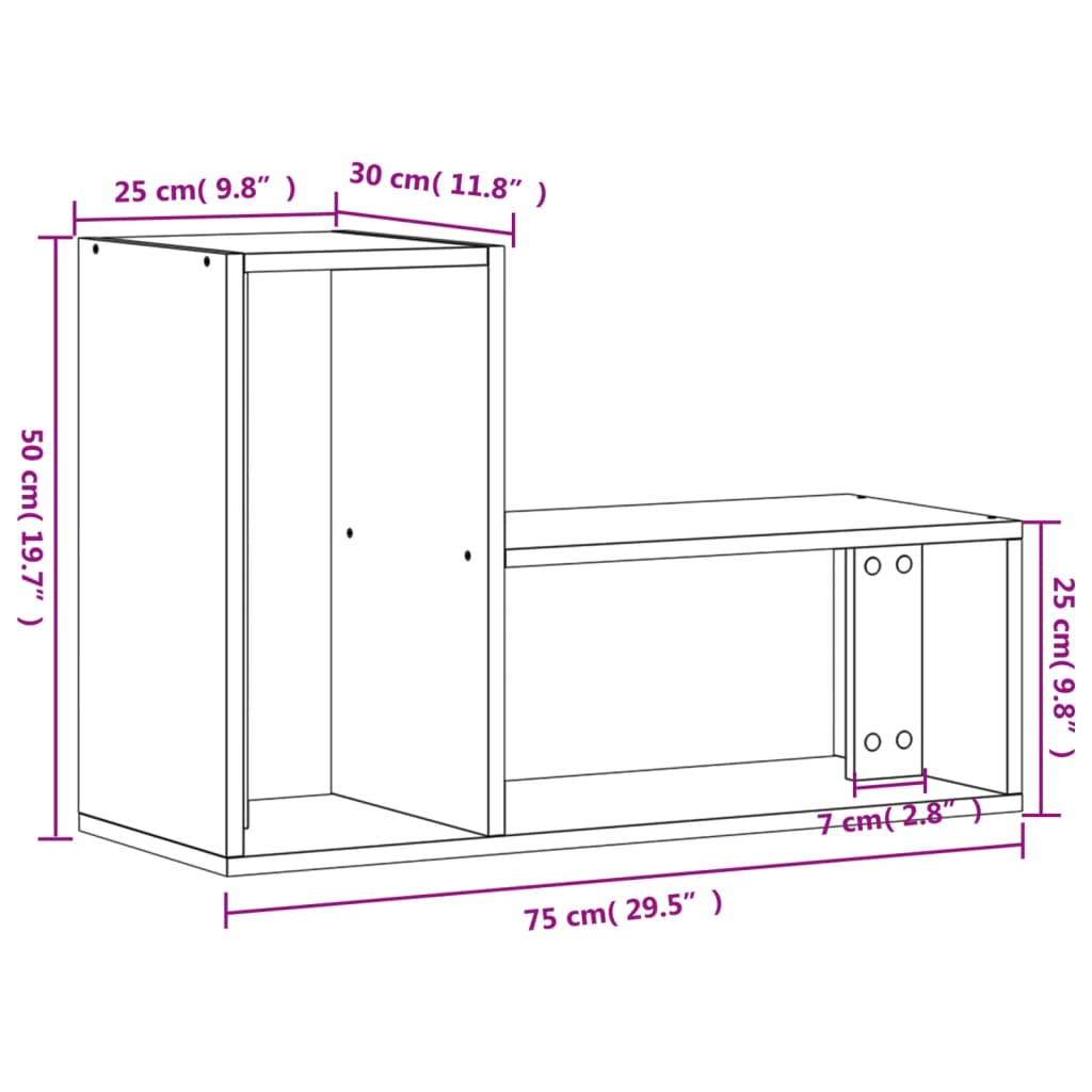 vidaXL TV-benker 2 stk grå sonoma 75x30x50 cm konstruert tre