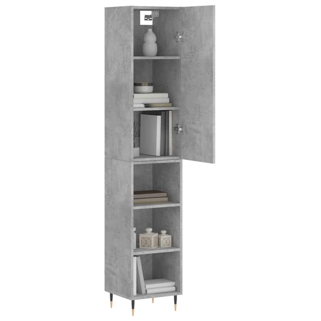 vidaXL Highboard betonggrå 34,5x34x180 cm konstruert tre