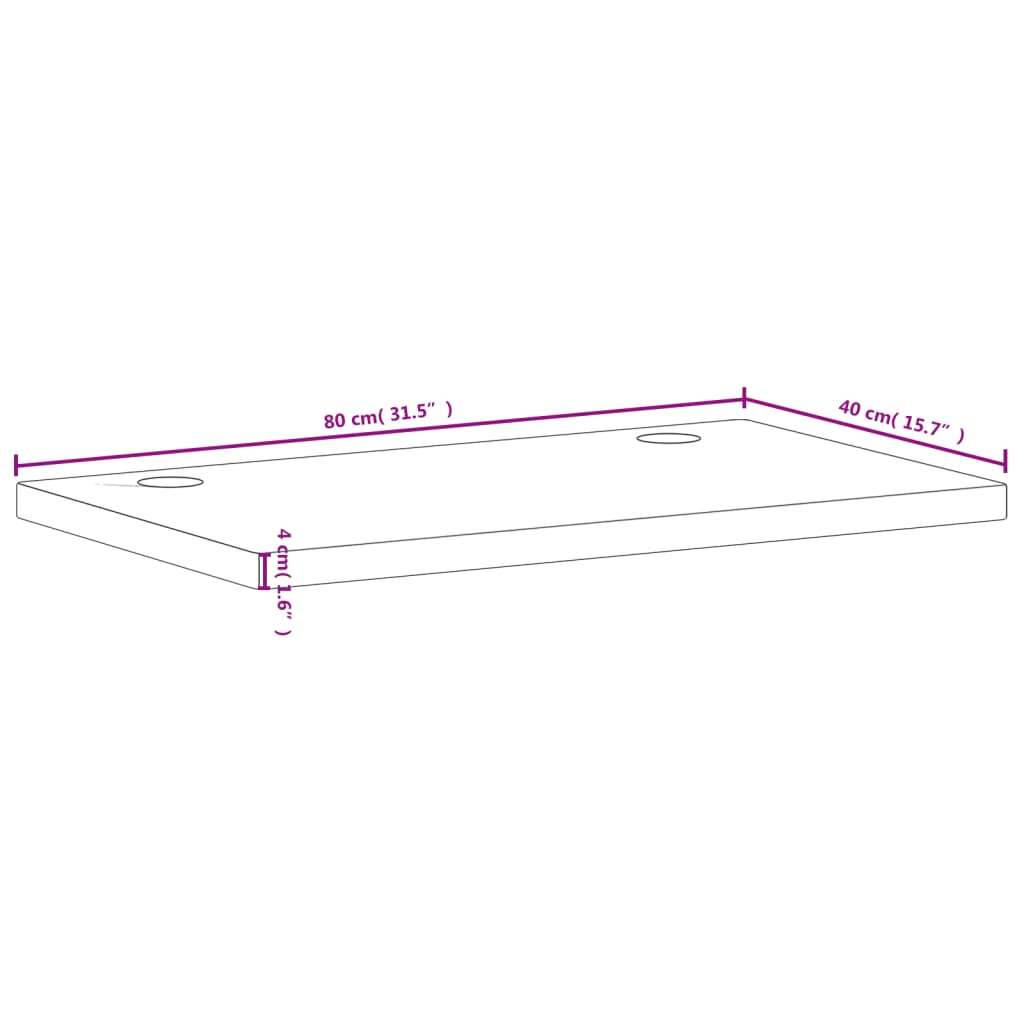 vidaXL Bordplate 80x40x4 cm heltre bøk