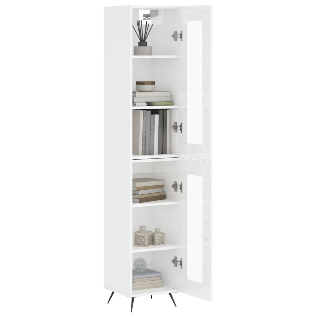 vidaXL Highboard høyglans hvit 34,5x34x180 cm konstruert tre